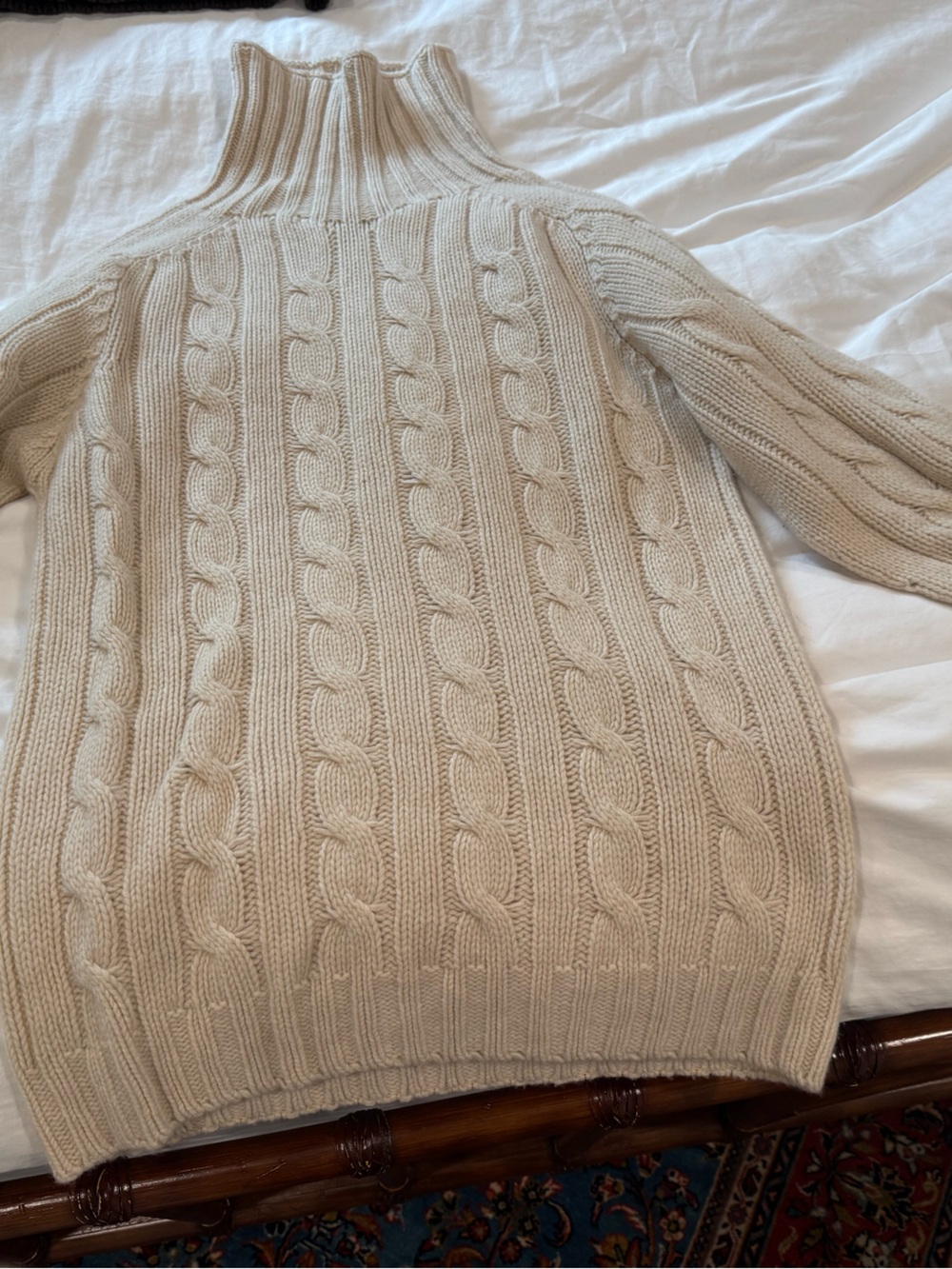 Cozy Cable Turtleneck Sweater in Cream